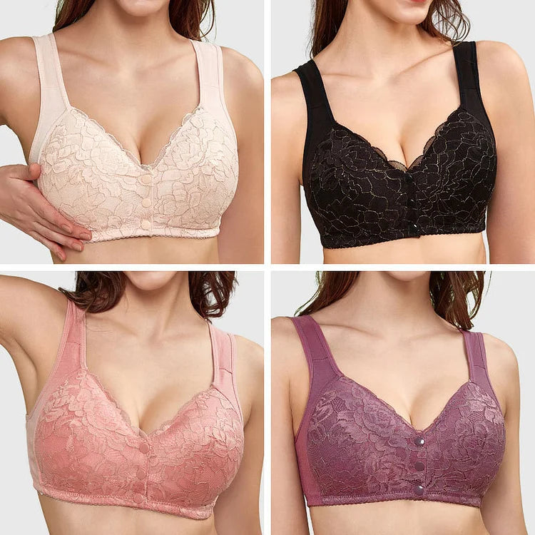 SeniorBra® Lace Front Button Skin-Friendly Cotton Bra (Buy 1 Get 1 Free)