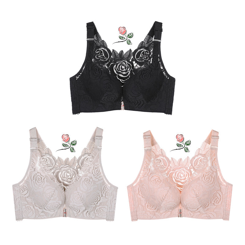 SeniorBra® Front Fastening '5D' Stereoscopic Rose Embroidery Bra