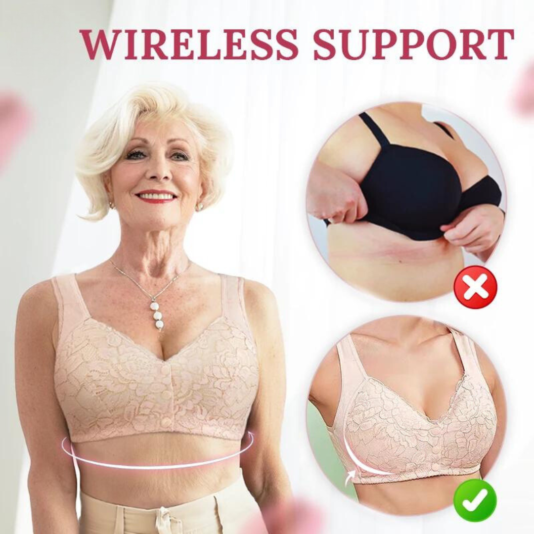 SeniorBra® Lace Front Button Skin-Friendly Cotton Bra (Buy 1 Get 1 Free)