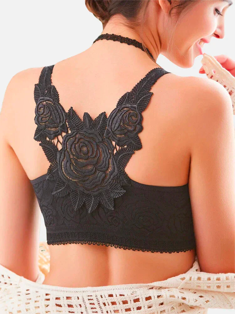 SeniorBra® Front Fastening '5D' Stereoscopic Rose Embroidery Bra