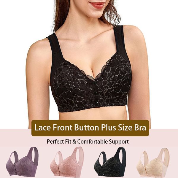 SeniorBra® Lace Front Button Skin-Friendly Cotton Bra (Buy 1 Get 1 Free)