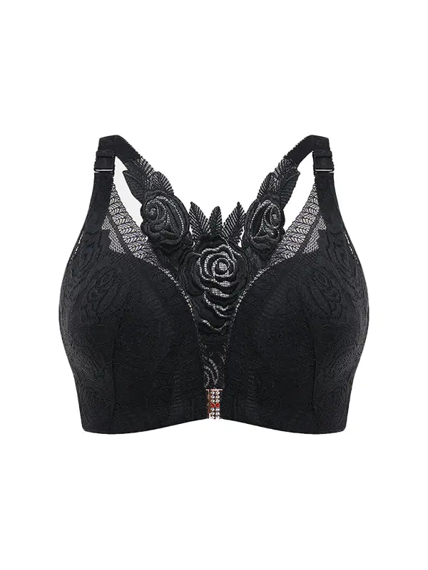 SeniorBra® Front Fastening '5D' Stereoscopic Rose Embroidery Bra