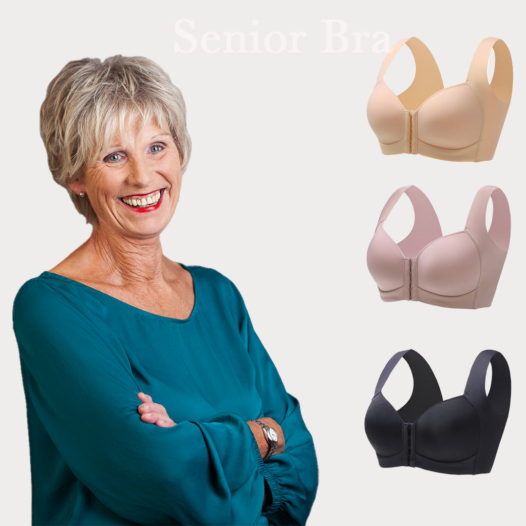 Myazs - Seniors Older Women Wireless Bras Front Closure Full Coverage  Comfortable All-Day Floral Jacquard Underwear Bra