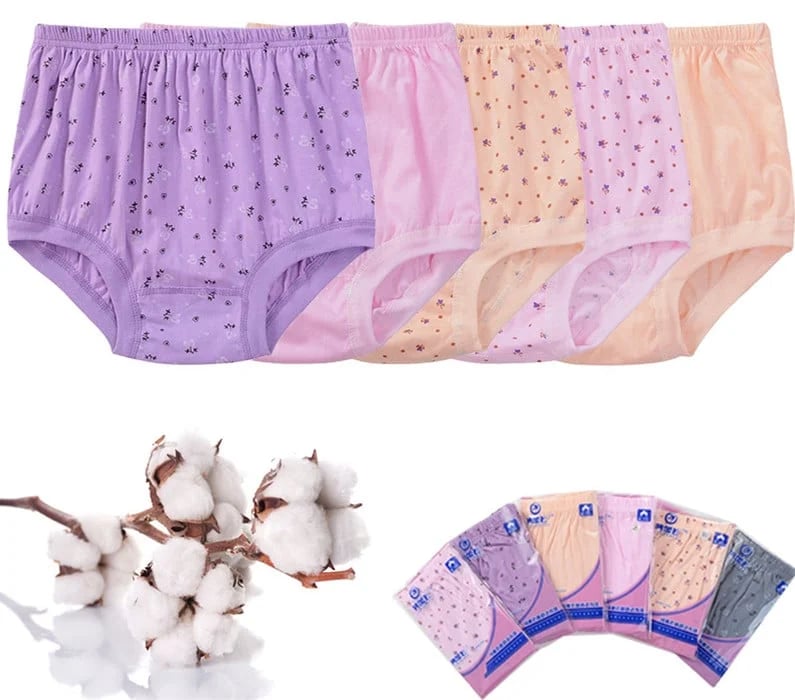 SeniorBra® 2023 New High-Waist Ladies 100% Cotton Panties Plus Sizes  Comfortable Panties for Seniors（5 Packs）