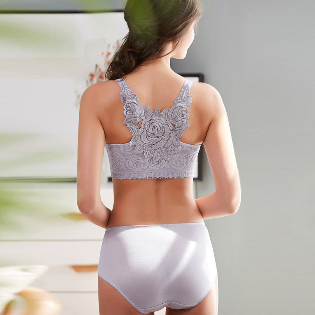 SeniorBra® Front Fastening '5D' Stereoscopic Rose Embroidery Bra