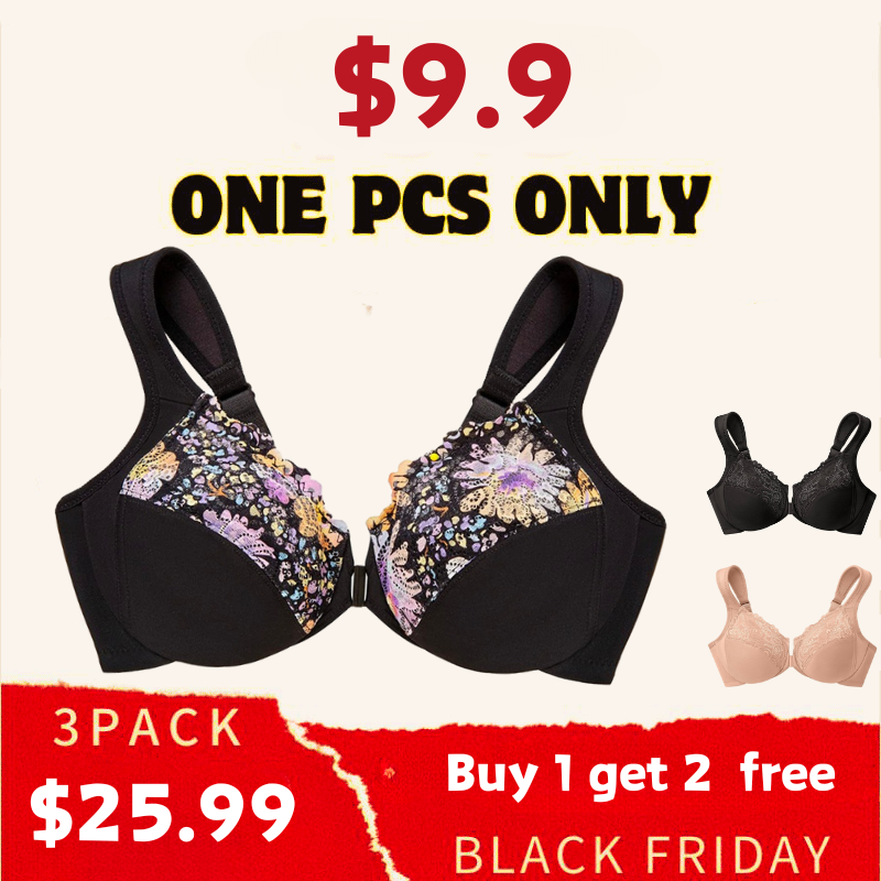 SeniorBra® Front Closure Plus Size Full Coverage Lace Bra (Buy 1 Get 2 Free ) (3Pack)