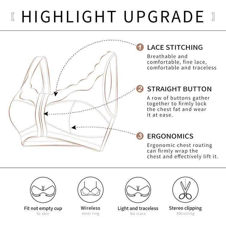 SeniorBra® Front Closure Wireless Posture & Back Support Mesh Lace Push-up Bra (Buy 1 get 1 Free)