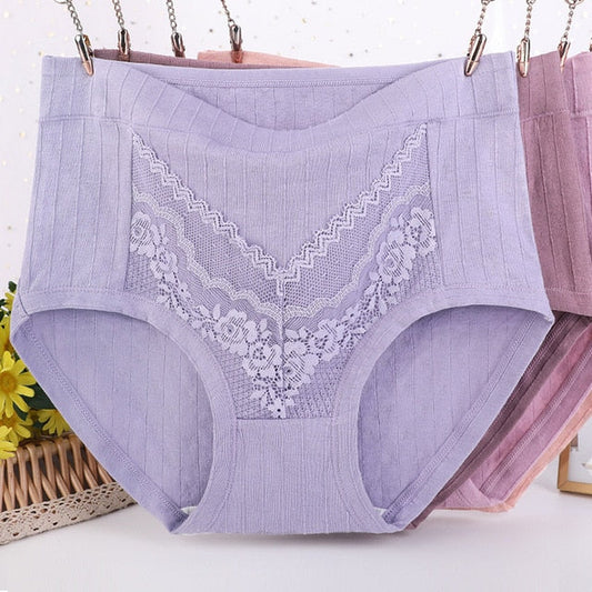 [5 PCS]-2022 Plus Size LeakProof Lace Cotton Panties(XL- 6XL)