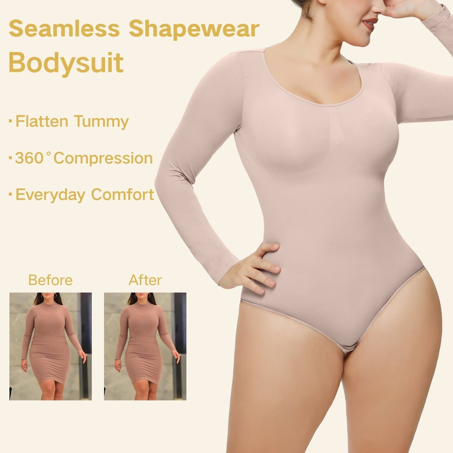 Seniorbra® Women's Long-Sleeved Body Shape Seamless One-Piece Shapewear (Buy 1 Get 2 Free)